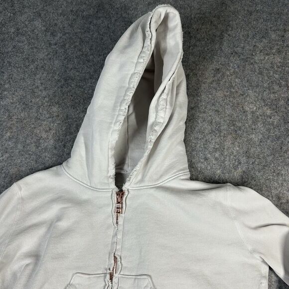 Frank & Eileen Tee Lab Jacket Women’s XS Cropped Rose Gold Zip Hoodie Distressed - Picture 2 of 12